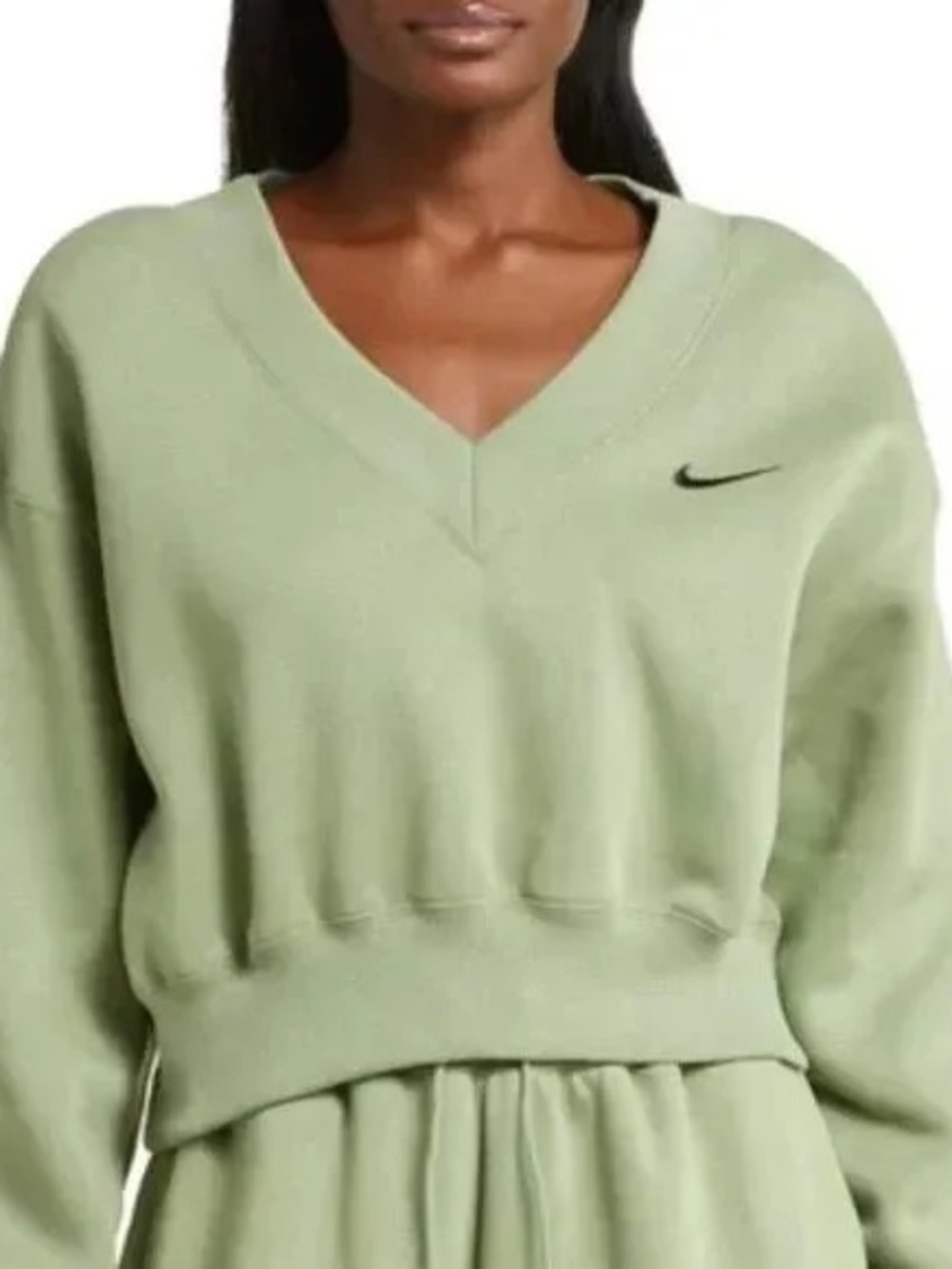 Nike Women's Olive Green V-Neck Pullover Sweater Short SET